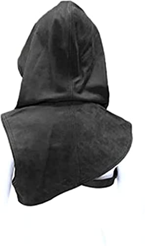 Gokame Retro Mittelalter Schulter-Umhang Leder Kopfanzug Renaissance Cosplay Kostüm Herren Mode Vintage Piratenhut, schwarz, X-Large von Gokame