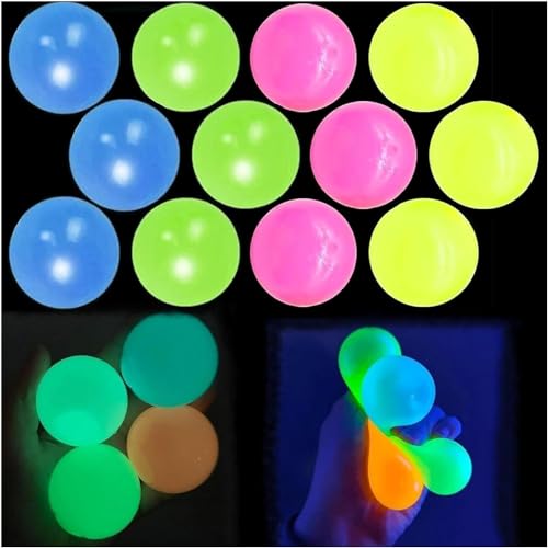 Lumiballs, Dream Balls,Dream Balls Glow in The Dark That Stick,Stick Up Wall & Ceiling Balls Glow in The Dark Sticky Bouncy Balls, Glow in The Dark Sticky Balls That Stick an der Decke (12pcs) von Gokame