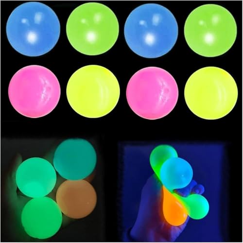 Lumiballs, Dream Balls Glow in The Dark That Stick, Stick Up Wall & Ceiling Balls Glow in The Dark Sticky Bouncy Balls, Glow in The Dark, Glow in The Dark Sticky Balls That Stick an der Decke (12) von Gokame