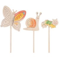 GOKI 58349 Blumenstecker zum Anmalen, 3 Stück von Goki