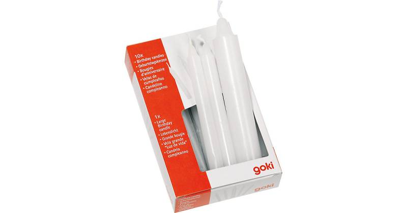 Geburtstagskerzen-Set 10 Stück plus Lebenslicht weiß von Goki