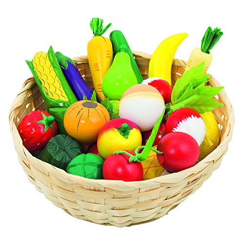 goki 51660 Obst- und Gemüse-Set, Holz, 22-teilig, im Holzkorb, Ø 21 cm, Spiellebensmittel für Kaufladen & Kinderküche ab 3 Jahren goki 51660 Obst- und Gemüse-Set, Holz, 22-teilig, im Holzkorb, Ø 21 cm, Spiellebensmittel für Kaufladen & Kinderküche ab 3 Jahren von goki