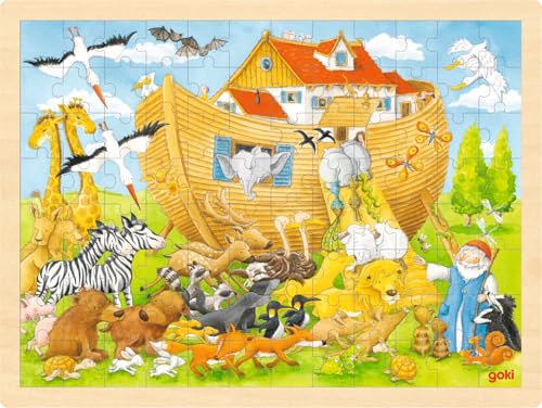 goki 57535 Einlegepuzzle Einzug in die Arche Noah aus Holz, Holzpuzzle mit Tieren und Arche, Lernspielzeug und Kinderpuzzle, fördert Fantasie und Motorik, 40cm x 30cm, 96er Set, ab 3 Jahre goki 57535 Einlegepuzzle Einzug in die Arche Noah aus Holz, Holzpuzzle mit Tieren und Arche, Lernspielzeug und Kinderpuzzle, fördert Fantasie und Motorik, 40cm x 30cm, 96er Set, ab 3 Jahre von goki