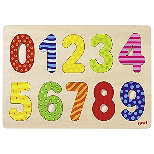 Goki 57574 Einlegepuzzle Zahlen 0-9, Meerkleuren von goki