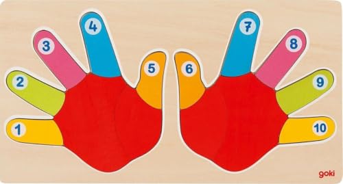 goki 57875 Einlegepuzzle Hände aus Holz, Holzpuzzle mit 10 bunten Fingern, Lernspielzeug und Kinderpuzzle, fördert Fantasie und Motorik, 38cm x 21cm, 14er Set, ab 2 Jahre goki 57875 Einlegepuzzle Hände aus Holz, Holzpuzzle mit 10 bunten Fingern, Lernspielzeug und Kinderpuzzle, fördert Fantasie und Motorik, 38cm x 21cm, 14er Set, ab 2 Jahre von goki