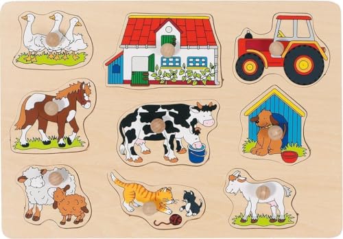 Goki 57908 Steckpuzzle Bauernhof I, bunt von goki