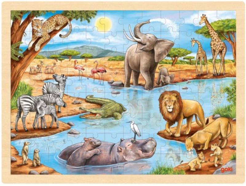 Goki Einlegepuzzle 96 Teile - Afrikanische Savanne von Goki