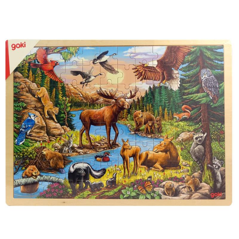 Goki Einlegepuzzle 96 Teile - Nordamerikanische Wildnis von Goki
