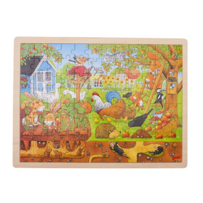 Goki Einlegepuzzle 96 Teile - Unser Garten über und unter der Erde von Goki
