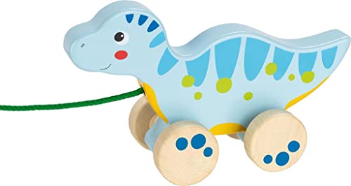 goki 54893 - Ziehtier Dinosaurier II - Holzspielzeug für Babys, süßes Dino Nachziehtier von goki
