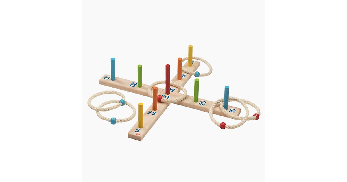Ringwurfspiel mit 6 Sisalringen Bunt natur von Goki