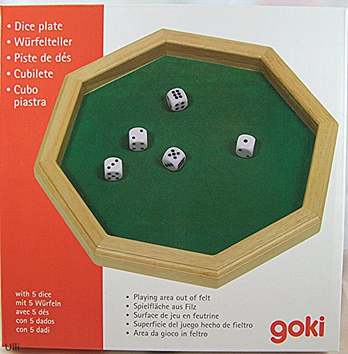 goki 56954 Holz-Würfelplatte mit 5 Würfeln - 25,7 cm Durchmesser, grüne Filzoberfläche - perfekt für Würfelspiele für sicheres Würfeln mit Kindern goki 56954 Holz-Würfelplatte mit 5 Würfeln - 25,7 cm Durchmesser, grüne Filzoberfläche - perfekt für Würfelspiele für sicheres Würfeln mit Kindern von goki