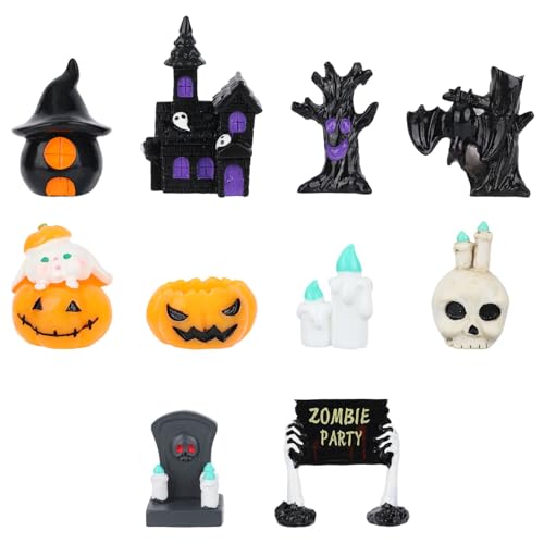 10 STK Halloween Miniaturen, Mini Halloween Statuen aus Kunstharz Kleiner Kürbis Kerze Totenkopf Schloss Baum Grabsteinstatue Kleine Grusel Dekoration für Schreibtisch Puppenhaus Aquarium 10 STK Halloween Miniaturen, Mini Halloween Statuen aus Kunstharz Kleiner Kürbis Kerze Totenkopf Schloss Baum Grabsteinstatue Kleine Grusel Dekoration für Schreibtisch Puppenhaus Aquarium von Goktvai