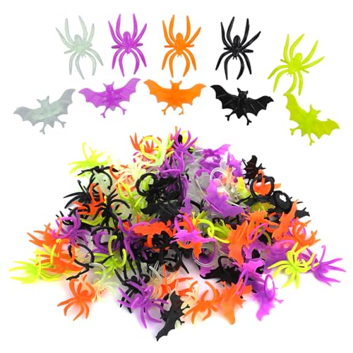 120 Stück Halloween-Spinnenringe & Fledermausringe, Kunststoff Gruseliger Schmuck für Kinderspielzeug Halloween-Partygeschenke Süßes oder Saures Goodie Bags Cupcake-Dekorationen & Kostümzubehör von Goktvai