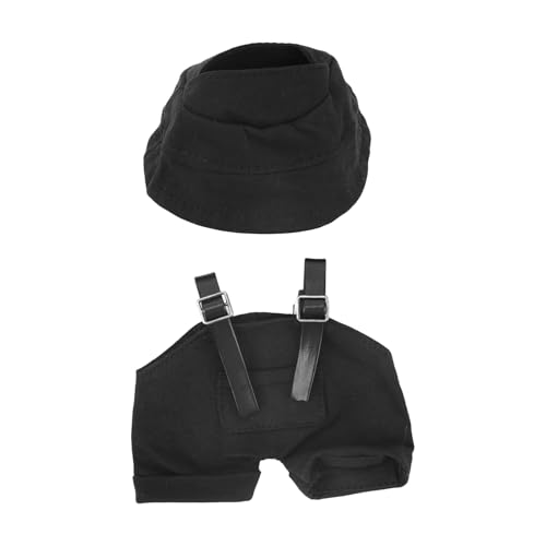 17cm Puppenkleidung Set, Overall und Mütze 2-Teiliges Outfit Süß Puppenzubehör zum Anziehen und Ausstellen (Schwarz) von Goktvai