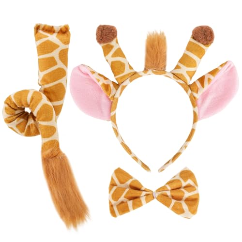 3stk Giraffenkostüme, Giraffen-Stirnband Fliege und Schwanz Tierkostüme für Halloween Cosplay Geburtstag und Weihnachtsparty-Zubehör 3stk Giraffenkostüme, Giraffen-Stirnband Fliege und Schwanz Tierkostüme für Halloween Cosplay Geburtstag und Weihnachtsparty-Zubehör von Goktvai