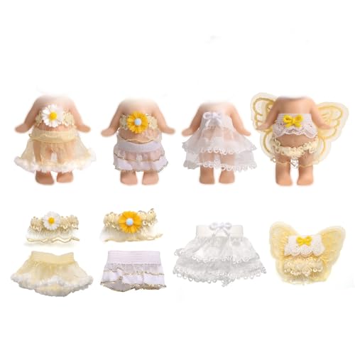 4 Sets 7,62cm Puppen Kleidung für Sonny Angel Puppen, Sammler Outfits für Erwachsene mit Oberteilen und Röcken zur Ausstellung und Dekoration (Gelb) von Goktvai