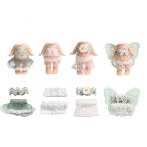 4 Sets 7,62cm Puppen Kleidung für Sonny Angel Puppen, Sammler Outfits für Erwachsene mit Oberteilen und Röcken zur Ausstellung und Dekoration (Grün) von Goktvai