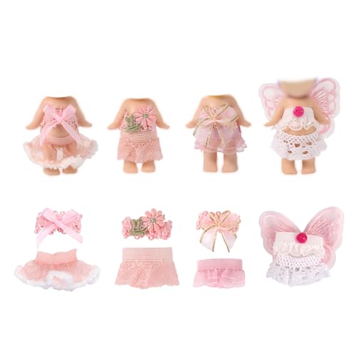 4 Sets 7,62cm Puppen Kleidung für Sonny Angel Puppen, Sammler Outfits für Erwachsene mit Oberteilen und Röcken zur Ausstellung und Dekoration (Rosa) von Goktvai