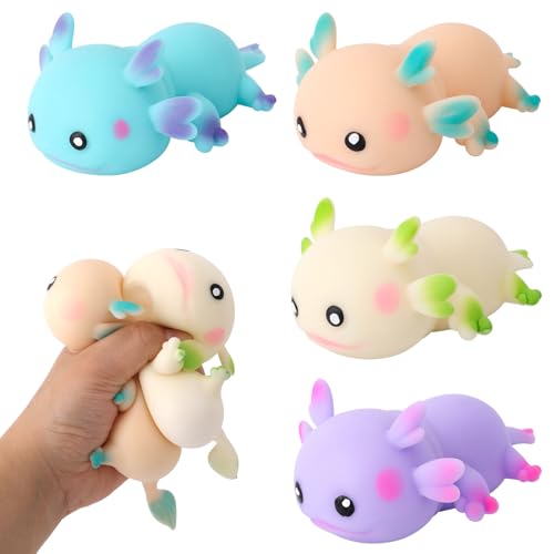 4stk Mini Zusammendrückbar Axolotl Spielzeuge, Dehnbar Axolotl Stressbälle Niedlich Tier Fidget Spielzeuge für Weihnachten Geburtstagsparty Bürotisch-Spaß von Goktvai