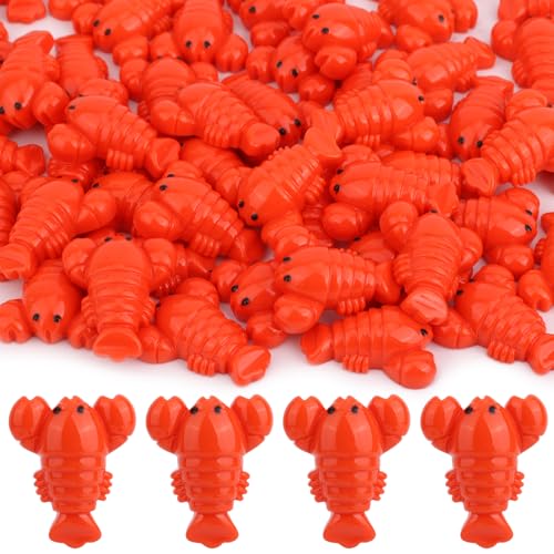 50 Stück Mini Hummer Spielzeug aus Kunstharz, Kleiner Roter Miniatur Hummer Kleine Meerestiermodelle für Lehrmittel in der Früherziehung Partydekorationen Foto Requisiten von Goktvai