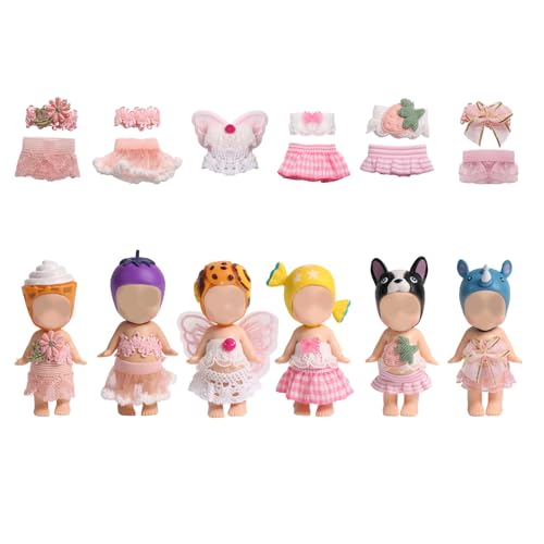 6 Sets Puppen Outfits für Sonny Angel 7,62cm Puppen, Sammlerkleidung Erwachsene mit Oberteilen und Röcken Modeaccessoires für Minifiguren zur Ausstellung und Dekoration (Pink) von Goktvai