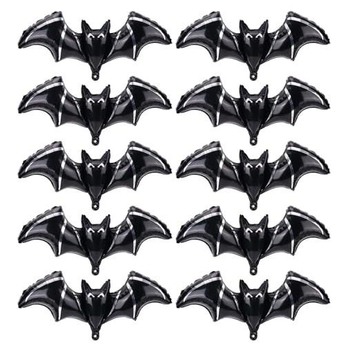 Goktvai 10stk Halloween-Fledermaus-Luftballons, 117x49cm Riesiges Fledermaus-Folienballon-Set für Zuhause Gruselige Geburtstage Spukhäuser Halloween-Party-Dekoration(Schwarz) von Goktvai