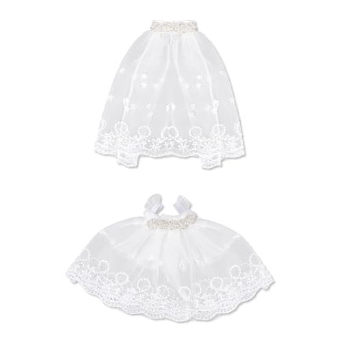Goktvai 17cm Puppen Brautkleid Set, Flauschiges Brautkleid mit Schleier 2-Teilig Puppenkleidungsset zur Display Dekoration (Weiß) von Goktvai