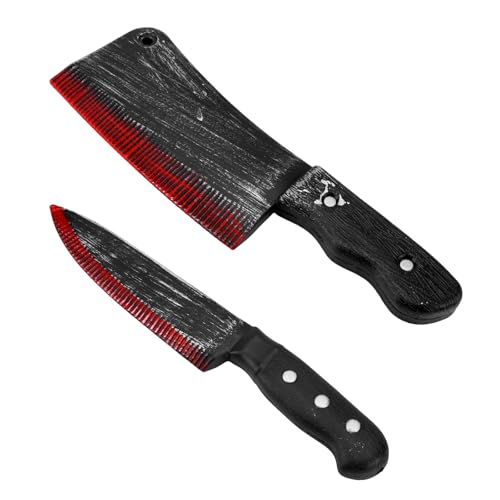 Goktvai 2stk Halloween Messer Requisit, Realistisches Blutiges Messer Dolch Set Kunststoff Halloween Waffen Requisiten Kampfsport Spielzeug für Horror Party Cosplay Kostümzubehör von Goktvai
