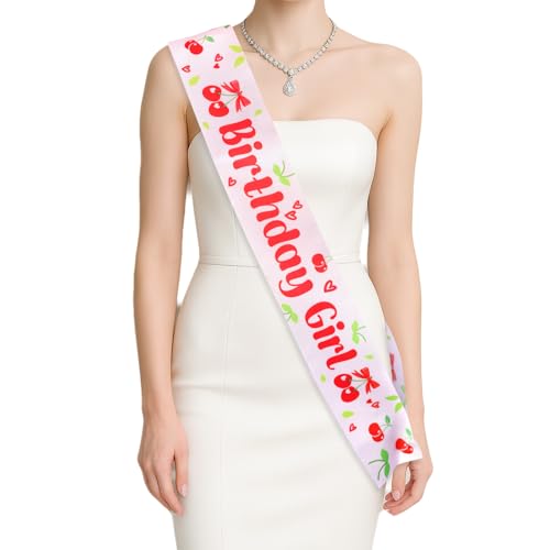 Goktvai Kirsch Schärpe Birthday Girl, Polyester Süß Kirschschärpe Leicht zu Tragen Party Dekorationszubehör für Mädchen und Frauen Beerenfrucht Geburtstagsparty mit Obstthema Goktvai Kirsch Schärpe Birthday Girl, Polyester Süß Kirschschärpe Leicht zu Tragen Party Dekorationszubehör für Mädchen und Frauen Beerenfrucht Geburtstagsparty mit Obstthema von Goktvai