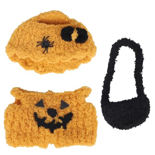 Goktvai Puppenkleidungsset, Halloween Kürbis Puppenoutfit Inklusive Spinnenhut Kürbis Overall und Kleiner Schwarzer Tasche Kostümzubehör zum Verkleiden und Präsentieren von Goktvai