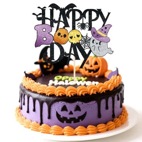 Happy Boo Kuchen Topper, Halloween Spinnennetz Boo Cupcake Deko Lustige Geburtstag Kuchen Dekoration für Party Baby Shower Happy Boo Kuchen Topper, Halloween Spinnennetz Boo Cupcake Deko Lustige Geburtstag Kuchen Dekoration für Party Baby Shower von Goktvai
