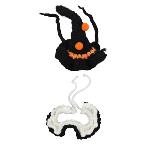 Puppenkleidung Halloween, Dunkler Zaubererhut und Lätzchen Kleidungsset für 17 cm Große Puppen Halloween Kostümzubehör (Nur Kleidung) von Goktvai