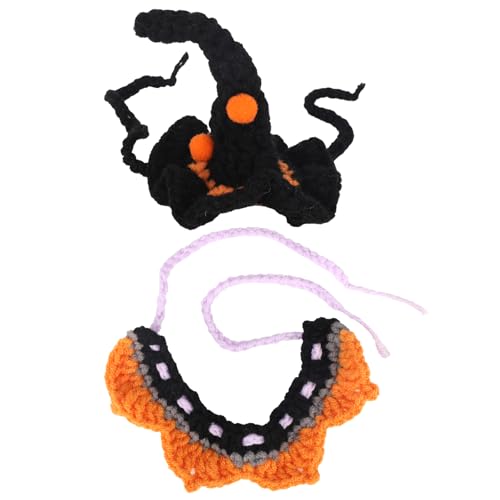 Puppenkleidung Halloween für 17cm, Süßes Plüsch-Outfit mit Hut und Lätzchen Handgefertigt Puppen-Halloween-Kostüm-Zubehör für Sammler-Fans (Schwarz) von Goktvai