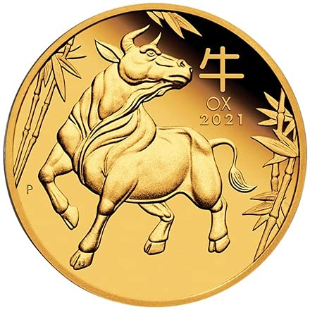 1/10 Unze Goldmünze Ochse 2021, Lunar Serie III der Perth Mint Australien, Feingold, incl Münzhüllen und Geschenkbeutel, Neuware von Gold