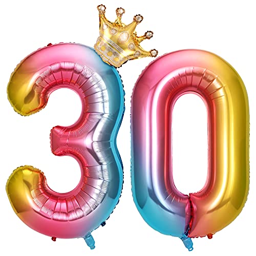 GoldOars Zahlen Luftballon 30 zahlenballon 40'' Riesige Folienballon mit Krone Geburtstag Folienzahlen Helium Zahlenballon für Party, Birthday, Dekoration GoldOars Zahlen Luftballon 30 zahlenballon 40'' Riesige Folienballon mit Krone Geburtstag Folienzahlen Helium Zahlenballon für Party, Birthday, Dekoration von GoldOars