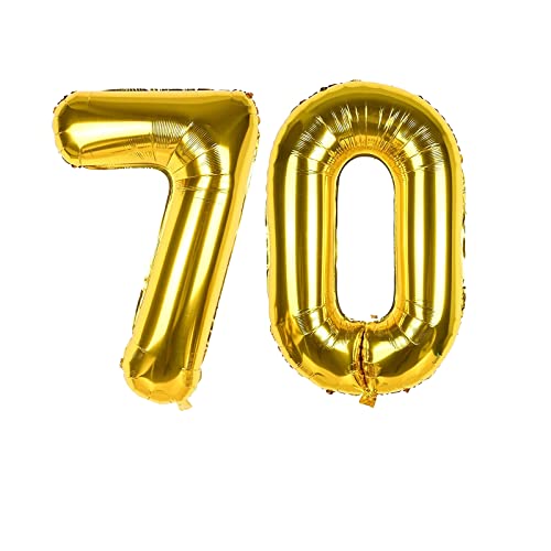 70 Geburtstag Deko Gold Luftballon Zahlen 70, GoldRock Deko 70 Geburtstag Mann Frau,70. Geburtstag Frau Geburtstagsdeko,16" Folienballon 70 Jubiläum,Nummer 70 Ballon für Männer Frauen Geburtstagsparty von GoldRock