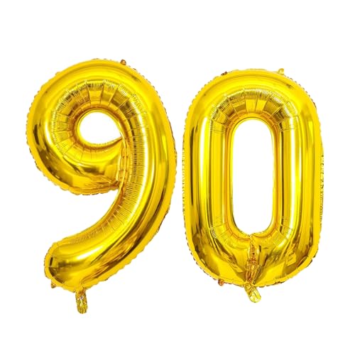 GoldRock 90 Geburtstag Luftballon Gold, Zahlen Luftballon 90 Ggeburtstag Deko,16" Folienballons für 90. Geburtstag Frau Mann, 90er Jahre Deko,90. Geburtstag Deko,Ballons 90 für Jubiläum Hochzeit Party GoldRock 90 Geburtstag Luftballon Gold, Zahlen Luftballon 90 Ggeburtstag Deko,16" Folienballons für 90. Geburtstag Frau Mann, 90er Jahre Deko,90. Geburtstag Deko,Ballons 90 für Jubiläum Hochzeit Party von GoldRock