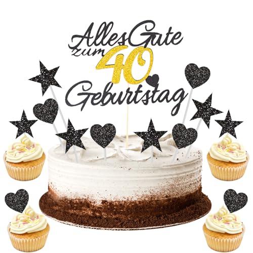 GoldRock 11 Stück Torten Deko 40. Geburtstag für Mann und Frau, Tortendeko, Kuchendeko, Alles Gute zum 40., Cake Topper 40 Jahre GoldRock 11 Stück Torten Deko 40. Geburtstag für Mann und Frau, Tortendeko, Kuchendeko, Alles Gute zum 40., Cake Topper 40 Jahre von GoldRock