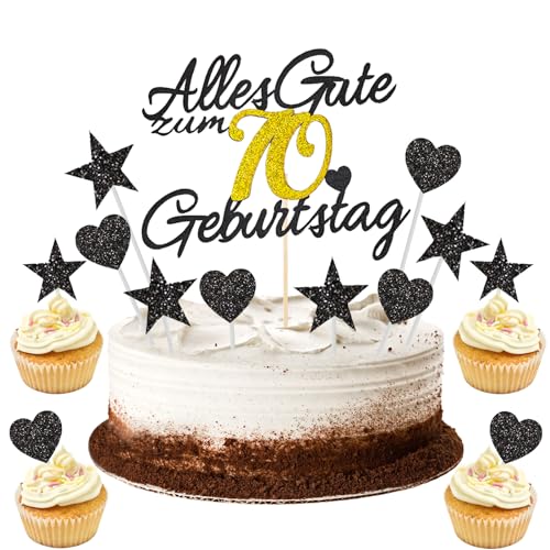 GoldRock 11 Stück Torten Deko 70 Geburtstag Mann Frau,Tortendeko Geburtstag 70,Kuchendeko 70 Geburtstag Deko,Alles Gute zum Geburtstag 70,70. Geburtstag Männer Frauen Kuchen Deko,Cake Topper 70 Jahre von GoldRock