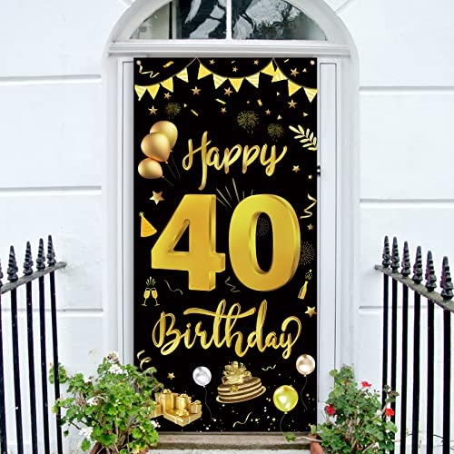 GoldRock 40 Geburtstag Männer Frauen Deko Banner, Geburtstagsbanner 40, 40.Geburtstag Deko Banner Hintergrund,Happy Birthday Banner 40,Deko 40 Geburtstag Liefert Foto Prop Kuchen Tisch Banner 185x90cm von GoldRock