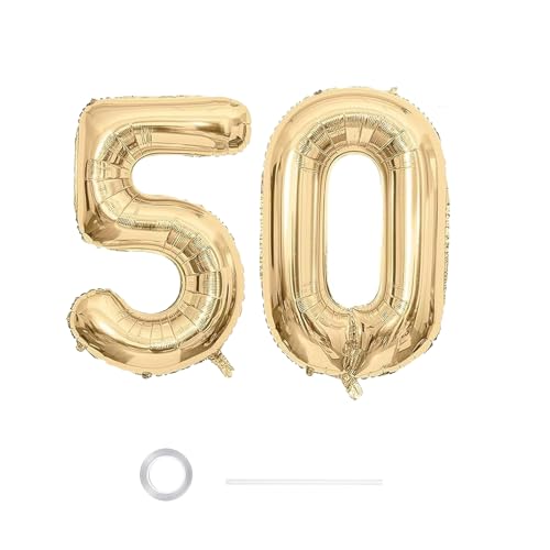 GoldRock 40" Luftballon Zahl (Helles Gold, 50) von GoldRock