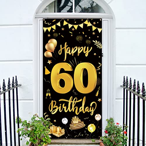 GoldRock 60 Geburtstag Frau Mann Deko, 60 Geburtstag Deko Banner, 60. Geburtstag Deko Banner Hintergrun, Happy Birthday Geburtstagsbanner 60, 60 Geburtstagsfeier Dekorationen Banner Tisch 185 × 90 cm von GoldRock