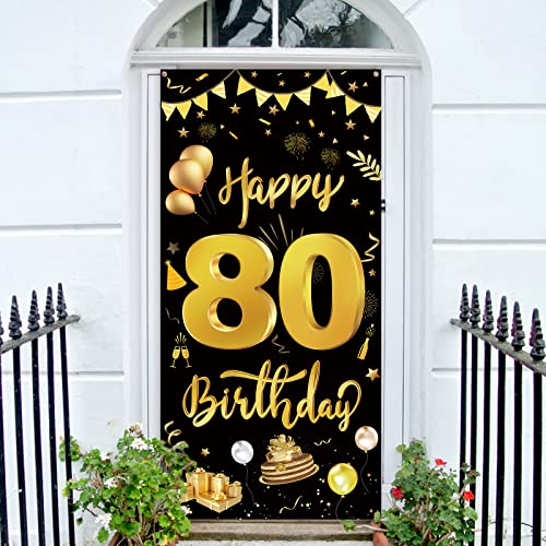 GoldRock 80 Geburtstag Deko Banner, 80. Geburtstag Frau Mann Deko, Happy Birthday Geburtstagsbanner 80 Jahre, Extra Große Geburtstagsdeko 80. Geburtstag Banner Hintergrund Dekoration 185 cm × 90 cm von GoldRock