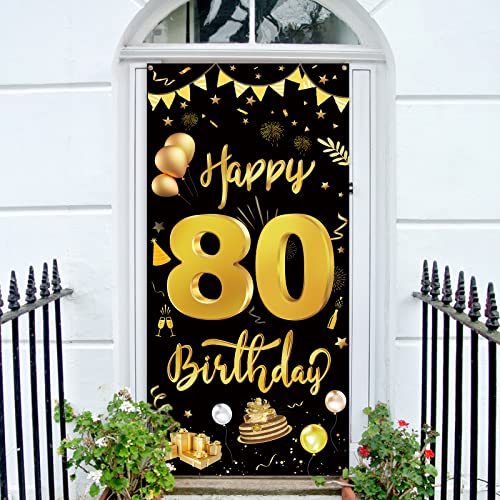 GoldRock 80. Geburtstag Deko Banner für Frau und Mann, Happy Birthday Geburtstagsbanner, Extra Große Dekoration Hintergrund 185 cm × 90 cm von GoldRock