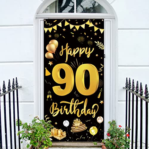 GoldRock 90 Geburtstag Deko Banner, Geburtstagsbanner 90 Jahre, 90. Geburtstag Frau Mann, Extra Große 90 Banner Geburtstag,Happy Birthday Banner Geschenk zum 90 Geburtstag 185×90 cm,Geburtstagsdeko 90 von GoldRock