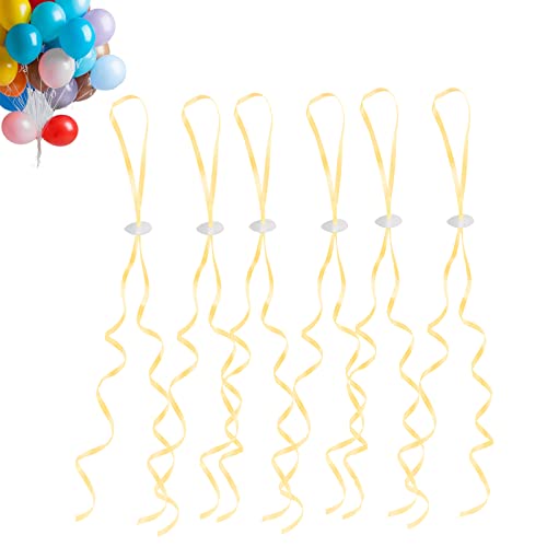 GoldRock Ballonverschlüsse Helium mit Schnur für Luftballons, 50 Stück Ballonband Gold, Luftballon Verschlüsse, Luftballon Schnüre, Schnur zum Luftballon Aufhängen für Hochzeitsfeier,Geburtstag,Party von GoldRock