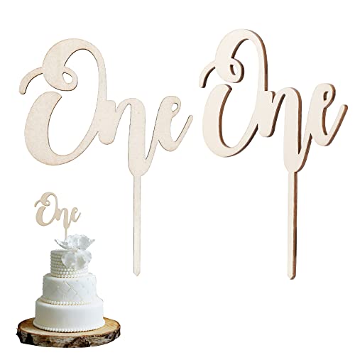 GoldRock Cake Topper 1. Geburtstag, 2 Stück Cake Topper One, Tortendeko Holz, Wild One Cake Topper, One Geburtstag Deko, Cake Topper Geburtstag ist Ideal für Den 1. Geburtstag, Die 1. Jahrestagsfeier von GoldRock