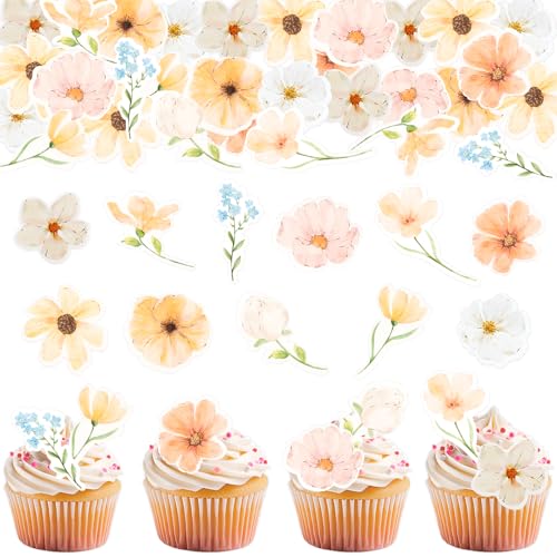 GoldRock Essbare Blüten Tortendeko, 44 Stück Essbare Blumen für Torte, Blüten Tortendeko Essbar für Hochzeit,Babyparty,Geburtstag, Esspapier Zuckerblumen für Torten,Blumen Deko Torte, Kuchendekoration von GoldRock