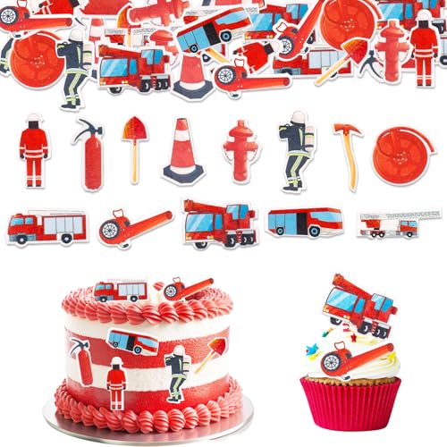 GoldRock Essbare Tortendeko Feuerwehr, 80 Stk Feuerwehr Tortendeko Essbar, Feuerwehr Deko Kindergeburtstag, Feuerwehrmann Esspapier Kuchen Deko, Feuerwehr Geburtstag Deko,Feuerwehr Torten Deko Essbare GoldRock Essbare Tortendeko Feuerwehr, 80 Stk Feuerwehr Tortendeko Essbar, Feuerwehr Deko Kindergeburtstag, Feuerwehrmann Esspapier Kuchen Deko, Feuerwehr Geburtstag Deko,Feuerwehr Torten Deko Essbare von GoldRock